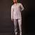 Silver grey embroidered chanderi silk kurta set