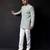 Ice blue embroidered linen satin bandhgala and pant
