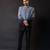 Grey black embroidered linen satin bandhgala and pant