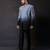 Grey black embroidered linen satin bandhgala and pant