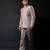Champagne beige embroidered linen satin bandhgala and pant