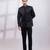 Black embroidered linen satin bandhgala and pant