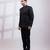 Black embroidered linen satin bandhgala and pant