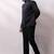 Black embroidered linen satin bomber jacket and pant