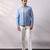Powder blue embroidered linen satin bomber jacket and pant