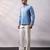 Powder blue embroidered linen satin bomber jacket and pant
