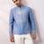 Powder blue embroidered linen satin bomber jacket and pant