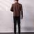 Brown embroidered linen satin bomber jacket and pant