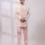 Blush pink embroidered linen satin bandhgala and pant