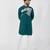Teal blue embroidered cotton khadi mulmul kurta set