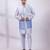 Powder blue ombre embroidered silk nehru jacket