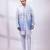 Powder blue ombre embroidered silk nehru jacket