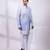 Powder blue ombre embroidered silk nehru jacket