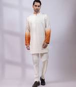 Ivory ombre embroidered silk kurta set