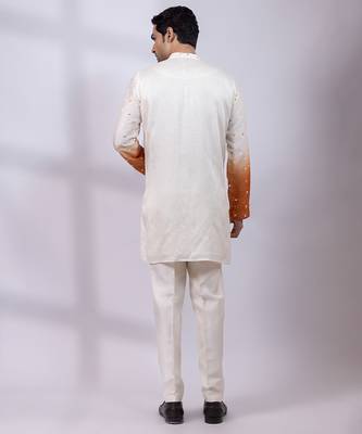 Ivory ombre embroidered silk kurta set 5