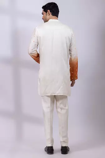 Ivory ombre embroidered silk kurta set