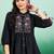 Women embroidered floral print mandarin collar top