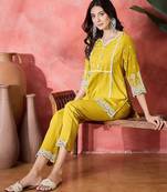 Chikankari embroidered tunic & trousers co-ords