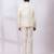Cream beige embroidered silk shacket and pant