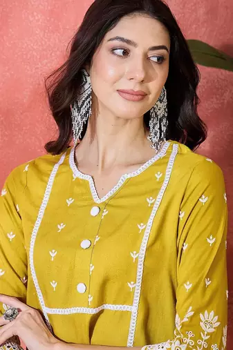 Chikankari embroidered tunic & trousers co-ords