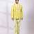 Lime green embroidered chanderi silk bandhgala and pant