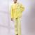 Lime green embroidered chanderi silk bandhgala and pant