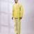 Lime green embroidered chanderi silk bandhgala and pant