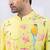 Lime green embroidered chanderi silk bandhgala and pant