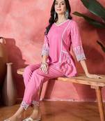 Chikankari embroidered tunic & trousers co-ords