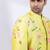 Lime green embroidered chanderi silk bandhgala and pant