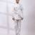 Greyish white embroidered silk bandhgala and pant