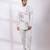 Greyish white embroidered silk bandhgala and pant
