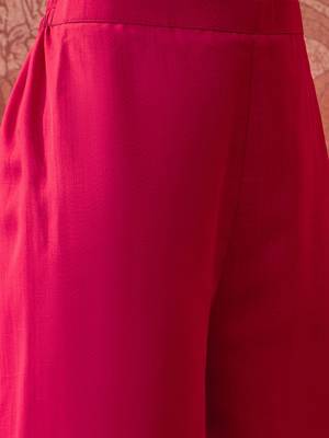 Embroidered v-neck kurta & palazzos kurta set 4