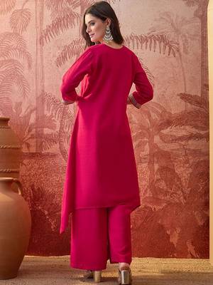 Embroidered v-neck kurta & palazzos kurta set 5