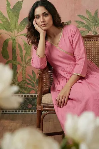 Yoke  embroidered kurta & palazzos kurta sets