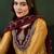 Gold ethnic motifs embroidered thread work a-line kurta with trousers and dupatta
