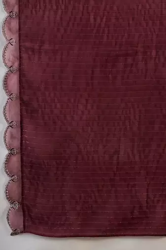Gold ethnic motifs embroidered thread work a-line kurta with trousers and dupatta