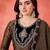 Floral yoke design round neck sequinned a-line kurta with trousers & dupatta