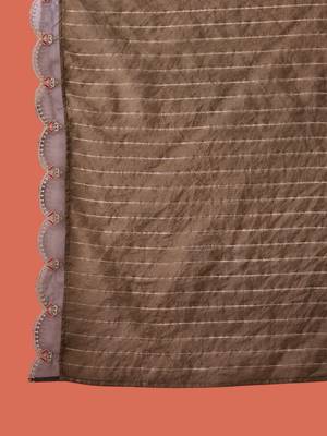 Floral yoke design round neck sequinned a-line kurta with trousers & dupatta 4