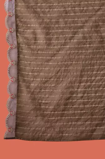Floral yoke design round neck sequinned a-line kurta with trousers & dupatta