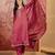 Zari sequence thread embroidered v-neck straight kurta & trousers with dupatta