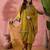 Floral embroidered flared sleeves zari straight kurti with dhoti pant & dupatta