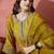 Floral embroidered flared sleeves zari straight kurti with dhoti pant & dupatta