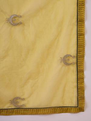 Floral embroidered flared sleeves zari straight kurti with dhoti pant & dupatta 4