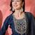 Floral embroidered pleated sequinned straight kurta with trousers & dupatta