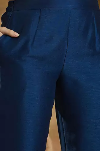 Embroidered sequence kurta trousers with dupatta