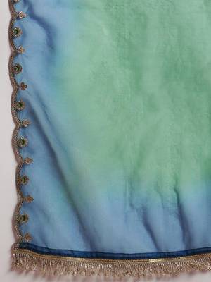 Embroidered sequence kurta trousers with dupatta 5