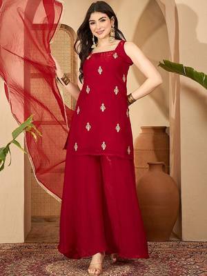 Women silk blend embroidered kurta sets with dupatta 5