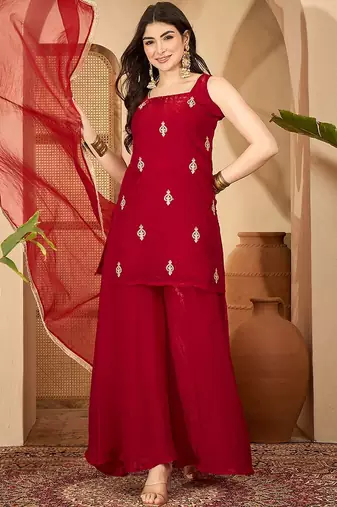 Women silk blend embroidered kurta sets with dupatta