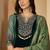 Embroidered round neck straight kurta & trousers with dupatta